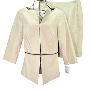 NEW Helios & Luna Women’s Cream Leather Blazer and Skirt Set, Size 4